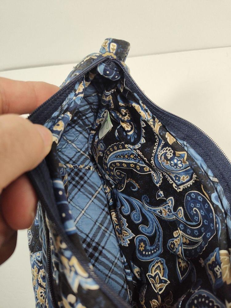 Vera Bradley Windsor Navy Blue Paisley Shoulder Bag Purse w/ Matching Mini Pouch - Picture 7 of 11